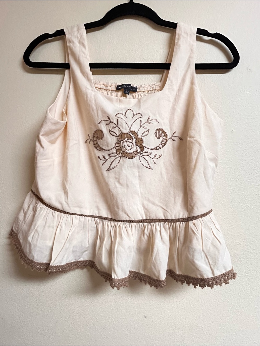 Adrianna  Papell Cream Embroidered Peplum Tank Top and Skirt set